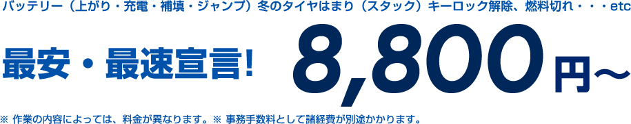 最安・最速宣言8800円から